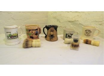 Vintage Mustache Mugs Shaving Brushes