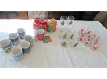 Assorted Christmas Glassware And Mugs