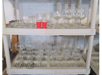 2 Shelves Of Drinking Glasses Wine Cordials Roly Poly