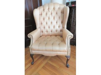 Wingback Gold Tufted Chair With Nail Heads