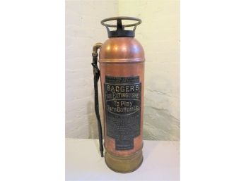 Antique Badger Copper & Brass Fire Extinguisher