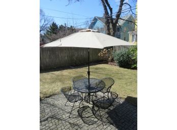 Wrought Iron Table And Chairs Outdoor Set With Umbrella