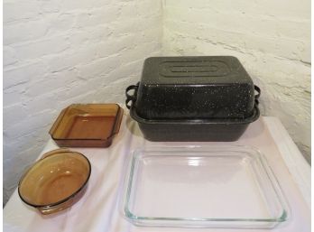 Roasting And Glass Bakeware Pyrex & Anchor