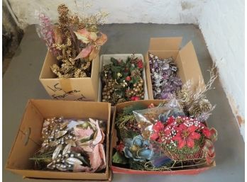 5 Boxes Of Christmas Holiday Decorations