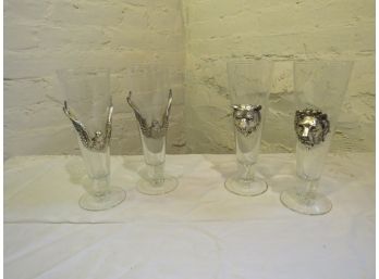 Arthur Court  4 Pilsner Glasses Animal Motifs