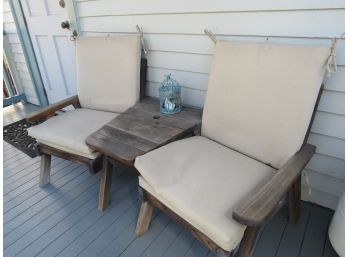 Outdoor Joined Wood Settee With Cushions