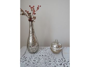 Mercury Style Glass Candle And Bud Vase