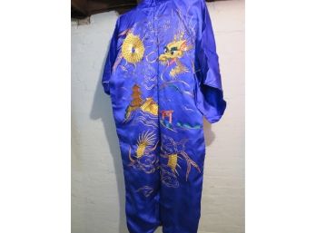 Vintage Korean Dragon Theme Silk Kimono Robe