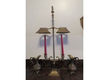 Vintage Brass Double Candle Holder Brass Ewers