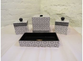 Pino Black & White Greek Key Bathroom Set