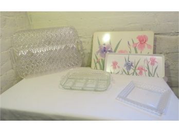 MCM Hard Plastic Serving Trays Glass Trays And Placemats