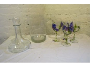 Modernist Glass Decanter And Glassware