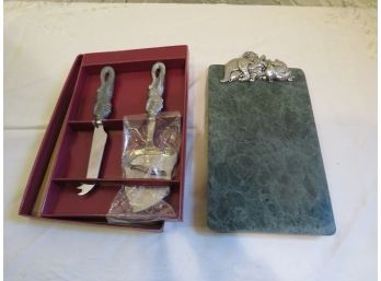 Arthur Court Marble Cheese Tray Elephant Serving Set