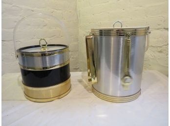 Vintage MCM Gold Silver Lucite Ice Buckets