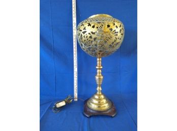 Fantastic Vintage Pierced Brass Torchiere Asian DragonTable Lamp