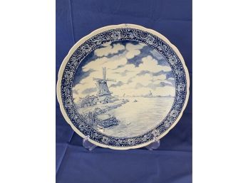 Large Delft Charger By Boch Landscape With Farm House, Lake, Windmills