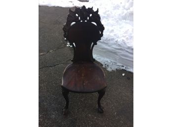 Antique 1880s Carved Victorian Side Chair . Ball And Claw Feet .