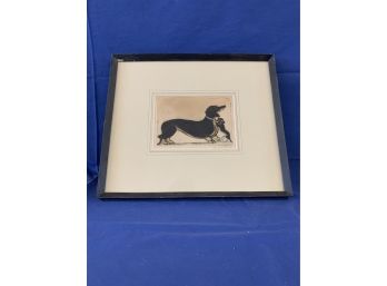 Vintage Signed Clara Tice Etching Daschound Dog And Puppy