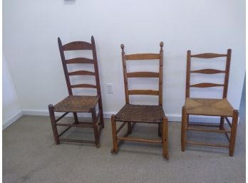 Three Antique Chairs, One Is A Rocker