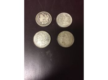 4 Pc Morgan Silver Dollars Good Condition