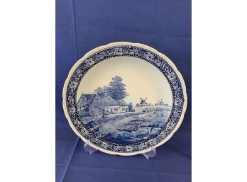 Large Delft Charger By Boch Landscape With Farm House, Cows, Windmills
