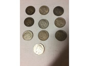 10 Pcs American  Peace  Silver Dollars . Good Condition