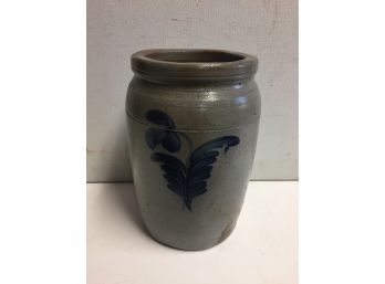Antique Stoneware Pennsylvania 8 Inches Tall Miniature . Canning Jar . Floral  Design On Three Sides