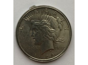 1922 Peace Dollar With Necklace Rim Around Coin