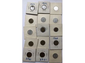 15 Foreign Coins In Holders