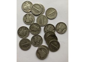 17 Mercury Dimes (various Dates)