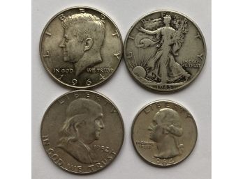 Coin Combo 1945 Walker, 1952 Franklin, 1964 Kennedy, 1964 Washington Quarter