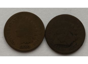 1880 And 1881 Indian Head Coins (Pictures Dark But Coins Are Nice)