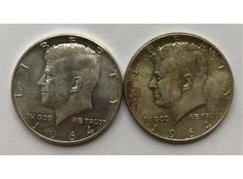 2 Kennedy 1964 Half Dollars