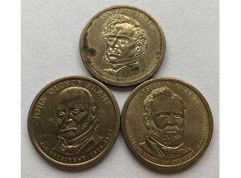 3 Presidential Dollar Coins (Pierce, Adams, Grant)