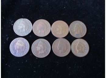 8 U.S. Indian Head Pennies, 1882, '87, '89, '91, '92, '93, '99