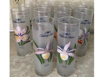 Set Of Ten Celebrity Cruises Glasses & Two Norwegian Star