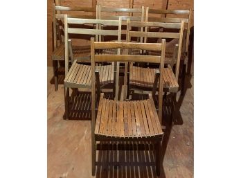 Six Maple Slat Seat Folding Chairs