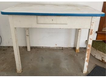 One Drawer Enamel Top Table