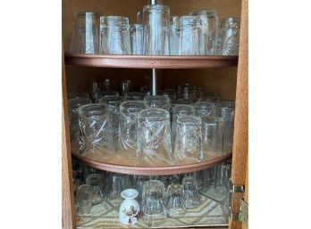 Cabinet Lot With Tumblers And Shot Glasses