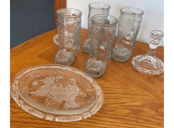 Glass Lot With Four Boots