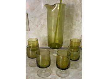 Green Glass Set