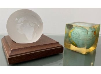 Two 'Globe' Paper Weights