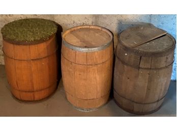 Three Wooden Shipping Kegs