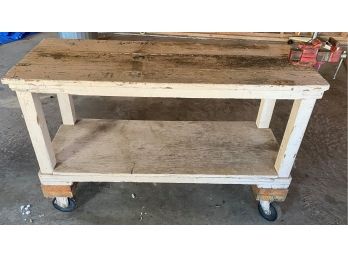 Rolling Homemade Worktable With Stanley Vise