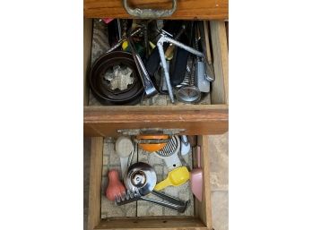 Two Drawers Full Of Kitchen Utensils