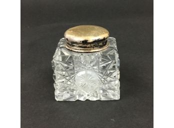 Brand Hier Co Sterling Top Dresser Jar Cut Crystal