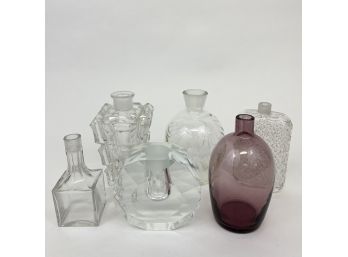 Lot Of 6 Glass Crystal Perfume Bottles Without Stoppers