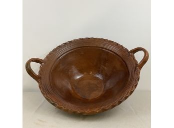 Very Large Terra Cotta Handled Bowl