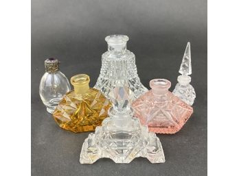 Lot Of 6 Vintage Crystal Perfume Bottles