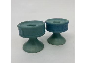 Pair Vintage Van Briggle Pottery Candle Holders
